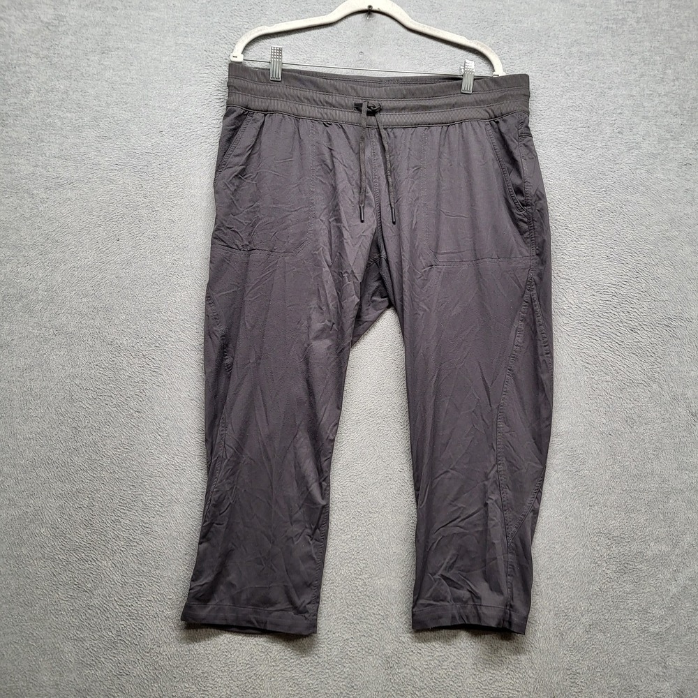 The North Face Women Activewear Pants L Gray Elastane Nylon Logo Embroidery